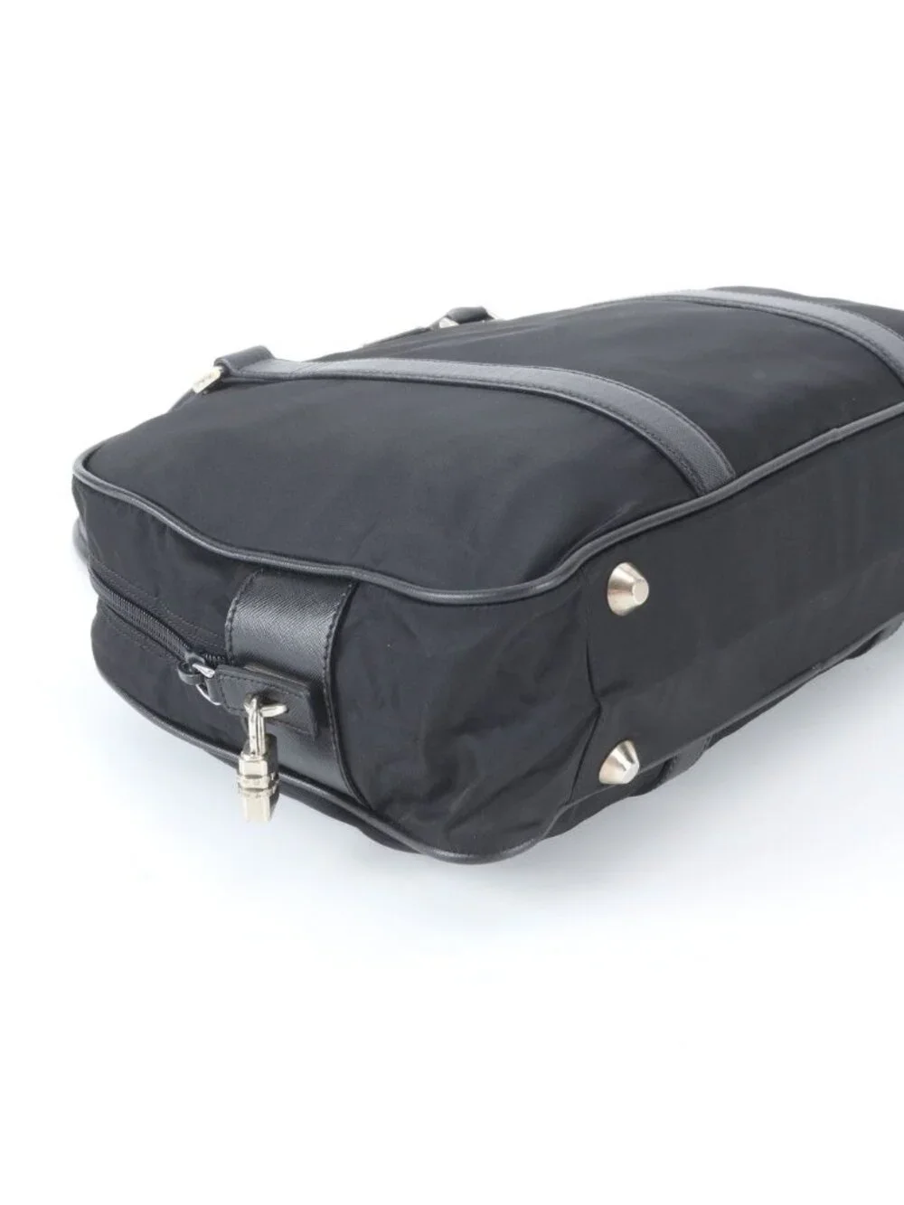 Prada Tessuto Nylon Saffiano Leather Business Tote Black